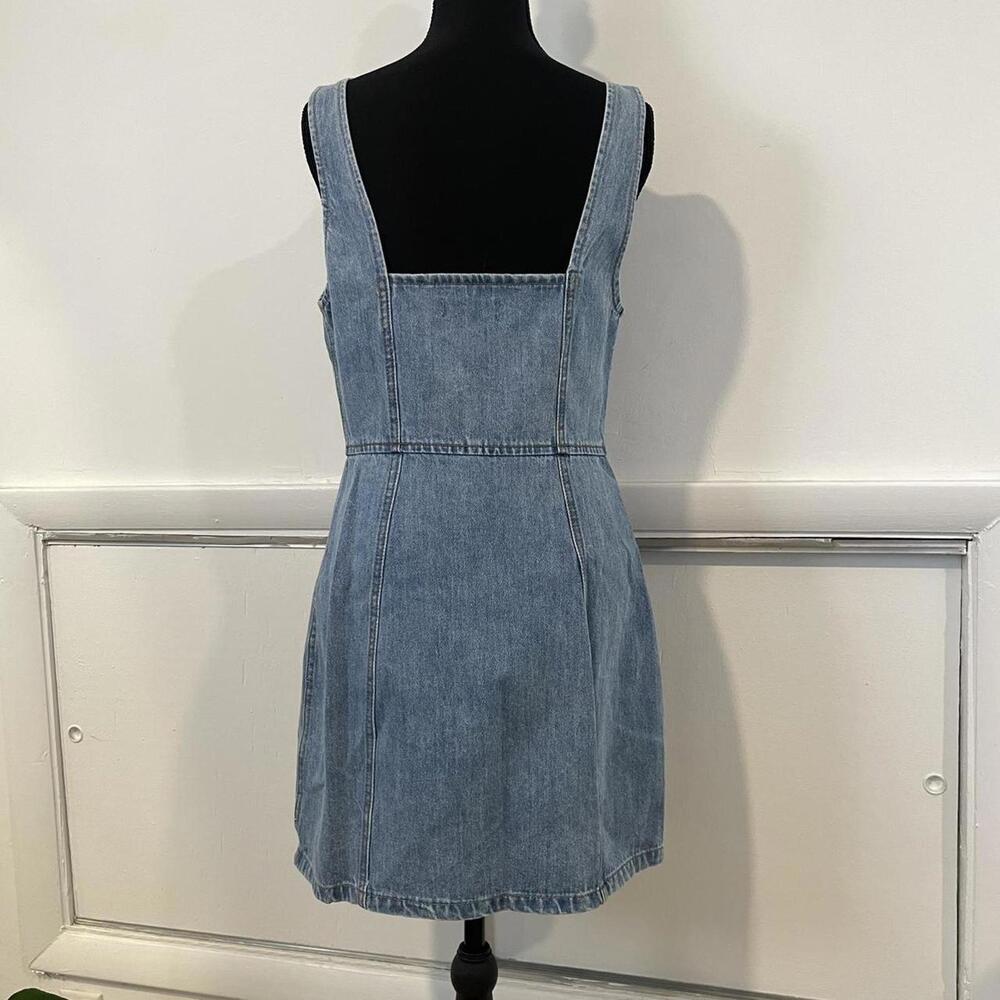 Blue denim mini dress with zipper down the front. lulus size medium - Picture 5 of 7